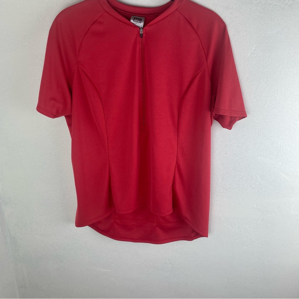 REI Women's Vibrant Red /orange half front Zip-Up Top Biking cycling